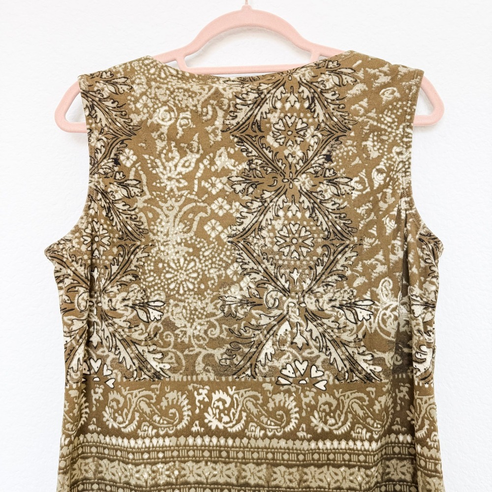 Y2K Womens Babydoll‎ Top Size L Green Beaded Boho Floral Forest Fairy Goblincore - Picture 7 of 7